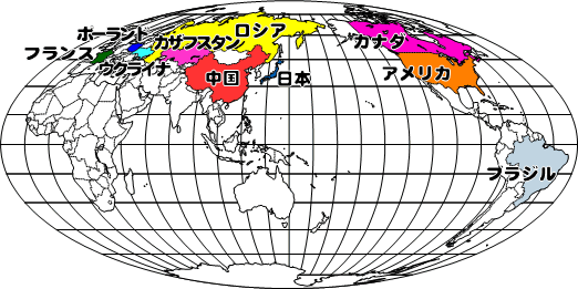 世界における蕎麦の産地地図